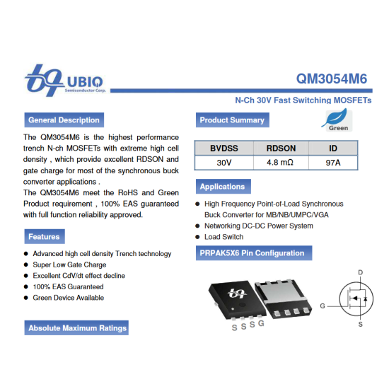 M3054M QM3054M6 30V 92 Amper N-Kanal Mosfet