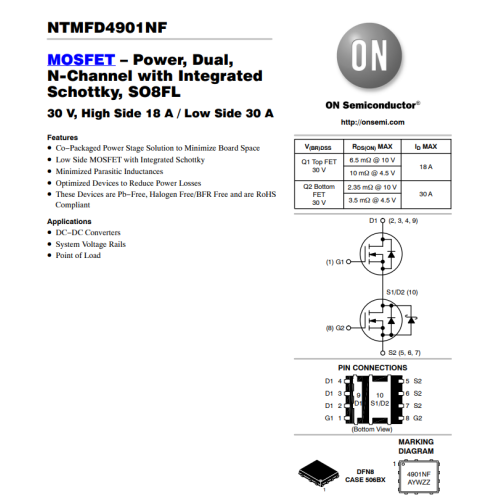 4901NF NTMFD4901NF Mosfet Dual N-Channel 30V 18A Mosfet