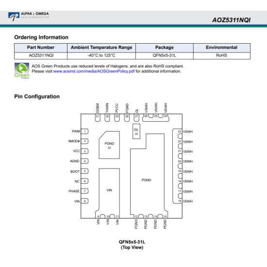 BLN0 AOZ5311NQI AOZ5311N AOZ5311 DrMos Mosfet