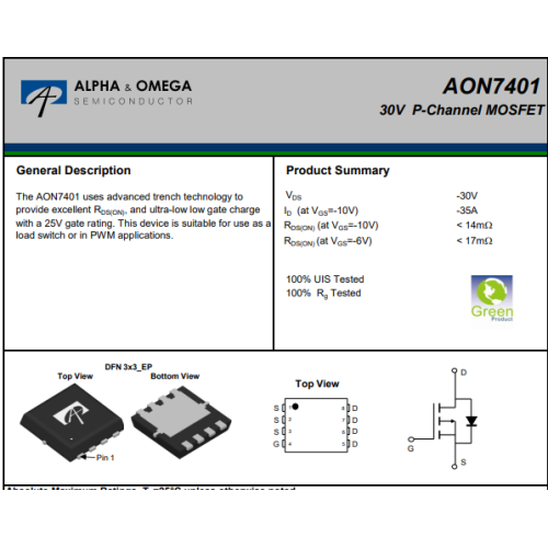 AON7401 30V 35 Amper P-Kanal Mosfet