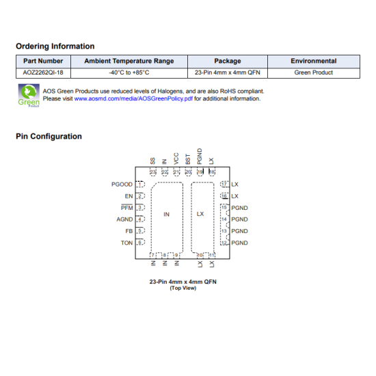 Z2262Q AOZ2262QIA Z2262QIA 28V 10A DrMos Mosfet Entegre
