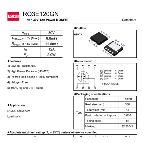 E120GN RQ3E120GN N-Channel 30V 12A  Mosfet 