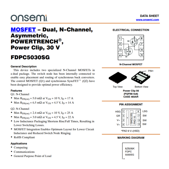 FDPC5030SG 5030SG Mosfet Dual N-Channel 56A/84A Mosfet