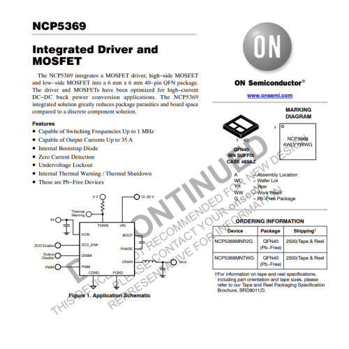 NCP5369M NCP5369 Integrated Driver Mosfet