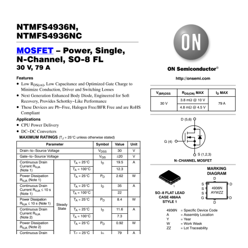 NTMFS4936N 4936N 30V 79A N-Channel Mosfet