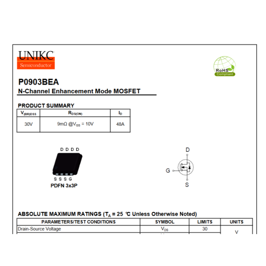 P0903BEA P0903 A5 Mosfet E120GN ile Uyumlu N-Channel 30V 48A Mosfet