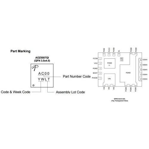 AOZ5507QI AC00 DrMOS Entegre Power Module