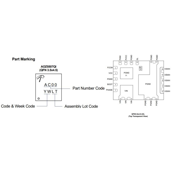 AOZ5507QI AC00 DrMOS Entegre Power Module