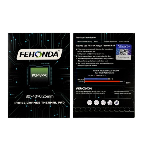 Fehonda PCM8990 PTM Faz Değişimli Termal Pad Macun 40x80x0.25 mm 8,5 W/mK 