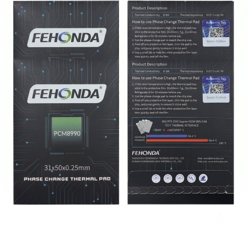 Fehonda PCM8990 PTM 31x50x025 8.5W/Mk Faz Değişimli Thermal Pad/Macun