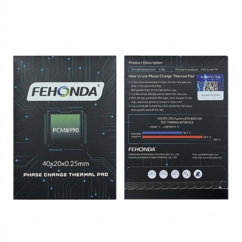 Fehonda PCM8990 PTM 40x20x025 8.5W/Mk Faz Değişimli Thermal Pad/Macun