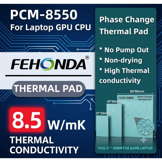 Fehonda PCM8550 PTM 40x80x025 8.5W/Mk Faz Değişimli Thermal Pad/Macun