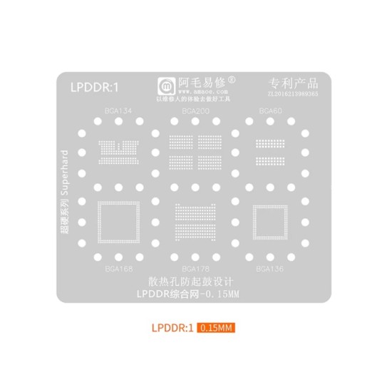 LPDDR1 BGA134 BGA200 BGA60 BGA168 BGA178 BGA136 EMMC STENCİL KALIP