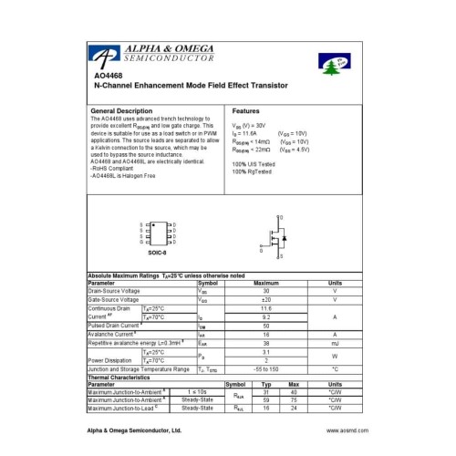 AO4468 Mosfet 30V 11A N-Channel Mosfet