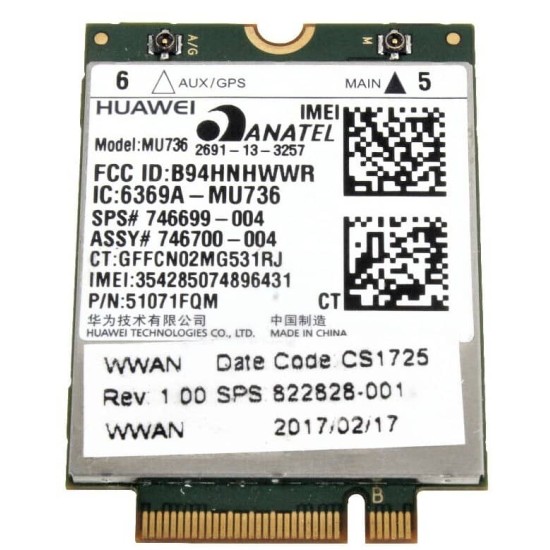 HP 725 G3 820 G3 G4 WİFİ BLUETOOTH KART 822828-001
