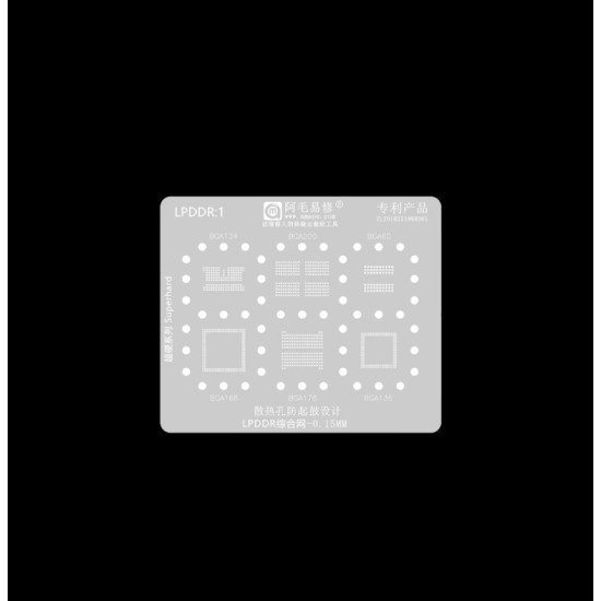 LPDDR1 BGA134 BGA200 BGA60 BGA168 BGA178 BGA136 EMMC Stencil Kalıp